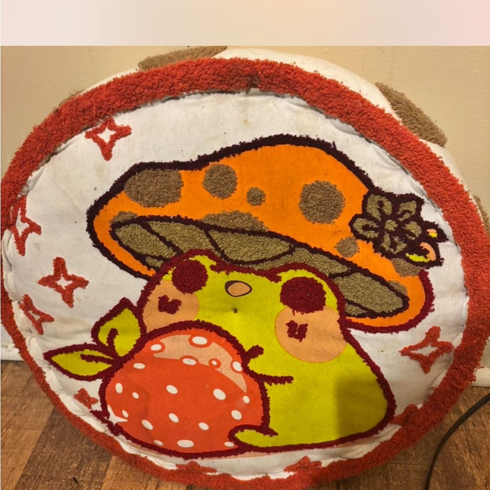 EARTHBOUND Mushroom Frog Rug - Orange, Green, Brown